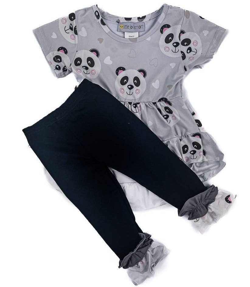 Smart Dressed Kids - Panda Monium Ruffled Tunic Set